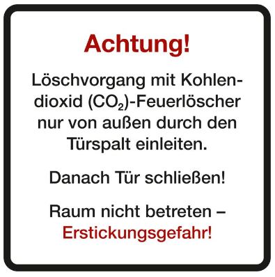 Aufklebeschild Löschen mit CO2-Feuerlöscher, außen