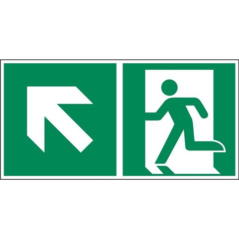 Rettungszeichen "Notausgang links aufwärts"
