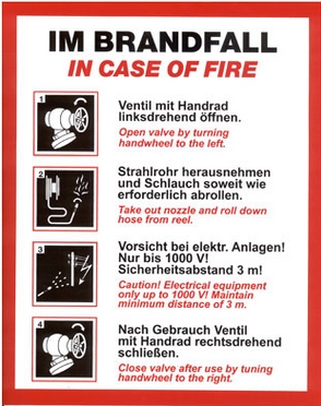 Aufklebeschild Gebrauchsanweisung f. Wandhydranten