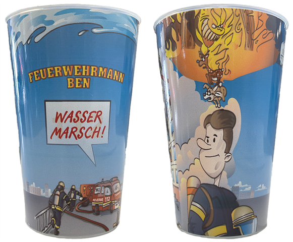 Trinkbecher mit Feuerwehrmotiven