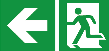 Kunststoffschild Rettungsweg links
