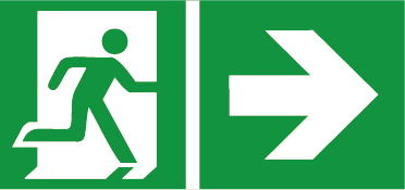 Aufklebeschild Rettungsweg rechts