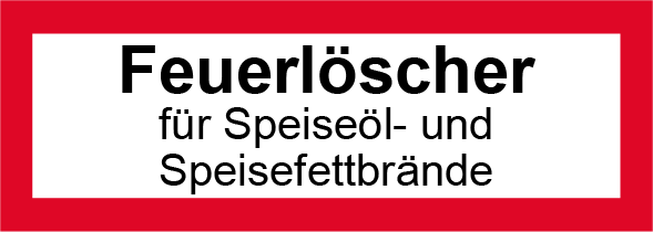 Aufklebeschild Feuerlöscher f. Speiseöl und -fett