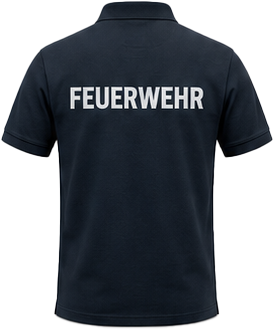 Polo-Shirt marineblau, Reflexdruck FEUERWEHR