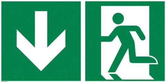 Rettungszeichen "Notausgang abwärts"