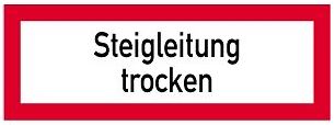 Aufklebeschild "Steigleitung trocken"