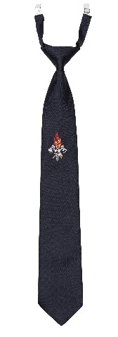 Krawatte mit Gummizug, blau mit gewebtem Emblem